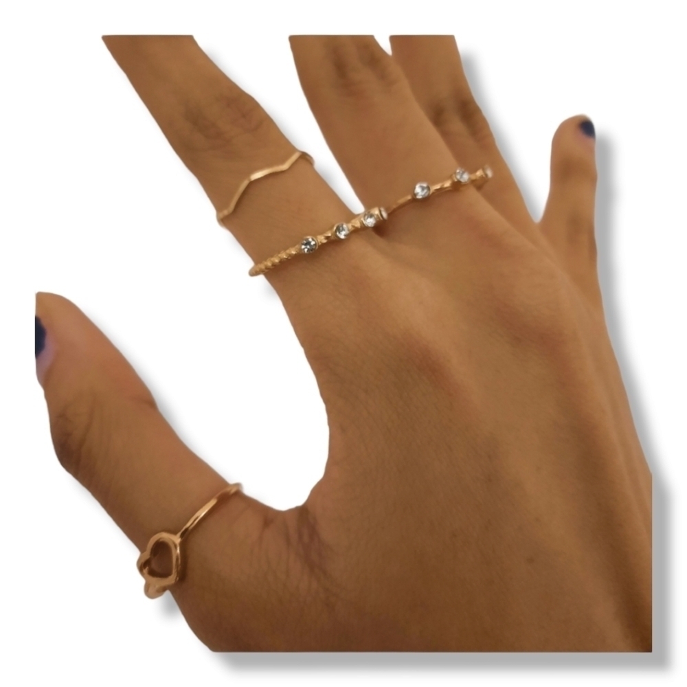 Heart and Rhinestone  Decor Rings